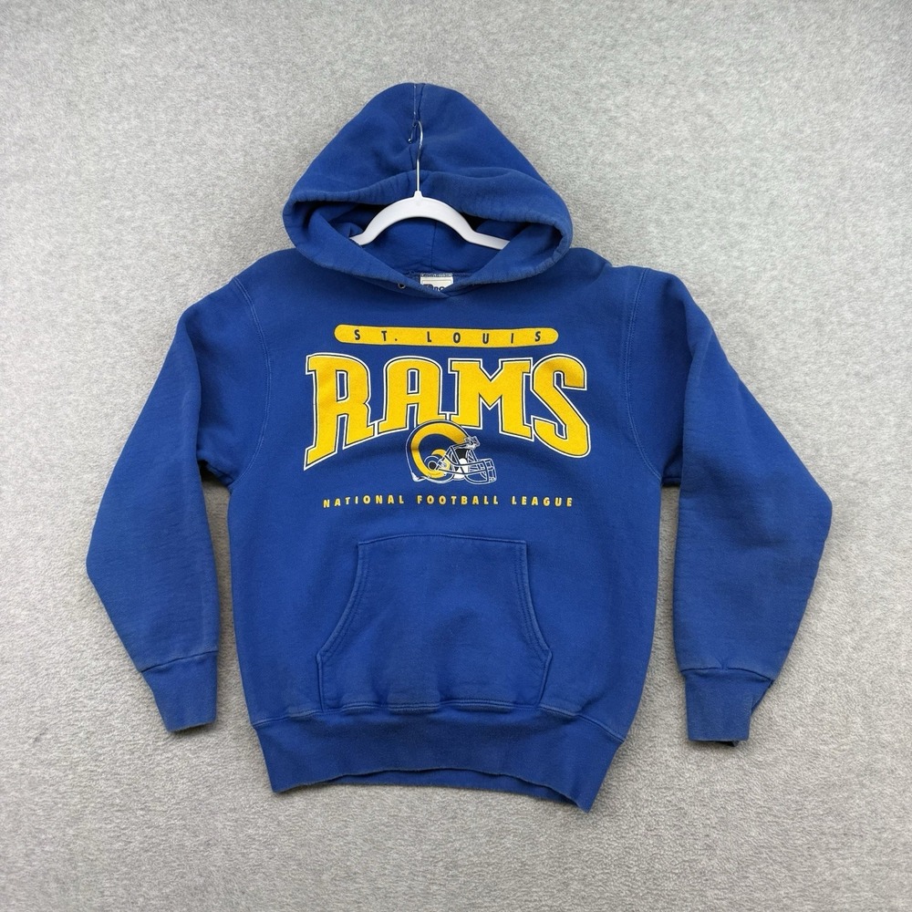 VINTAGE St. Louis Rams Sweater Adult Small Blue Hoodie Los Angeles NFL 90s USA